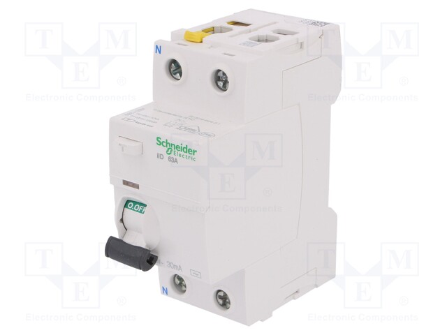 RCD breaker; Inom: 80A; Ires: 100mA; Poles: 2; 400V; Mounting: DIN