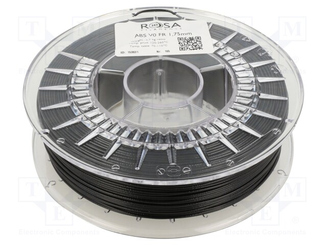 Filament: ABS V0 FR; 1.75mm; black; 230÷270°C; 700g