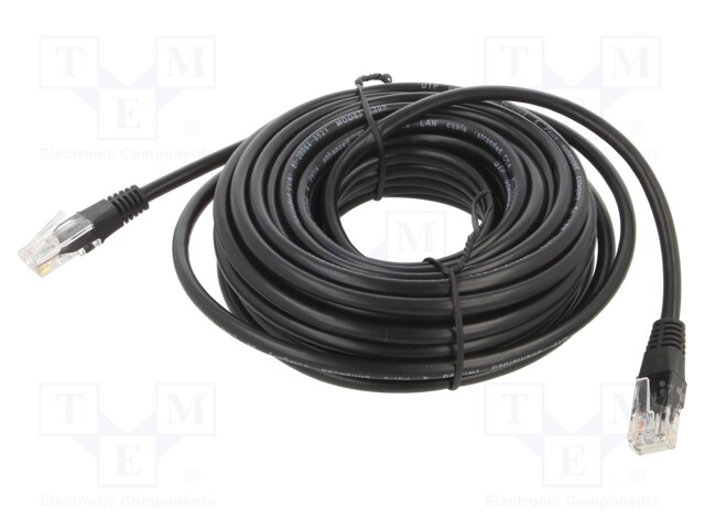 Patch cord; U/UTP; 5e; stranded; CCA; PVC; black; 10m; 26AWG