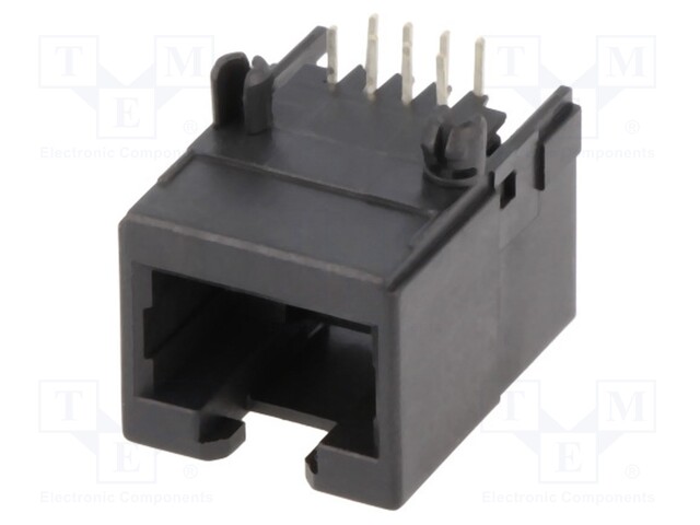 Socket; RJ45; PIN: 8; Cat: 6; Layout: 8p8c; THT; on PCBs; angled