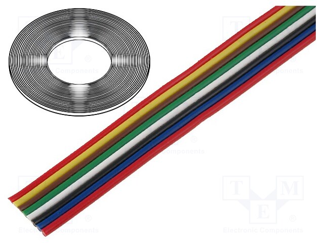 Wire: ribbon; stranded; Cu; 6x0,5mm2; unshielded; PVC; 150V; 50m