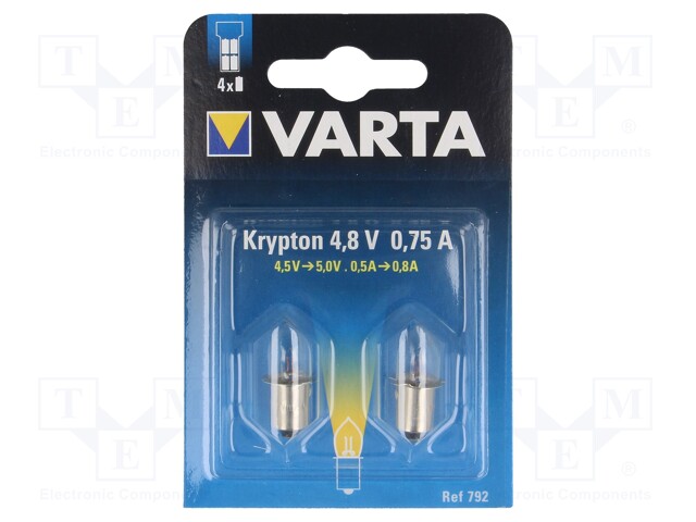Filament lamp: krypton; P13,5s; 4.8V; 750mA; 2pcs; Package: blister