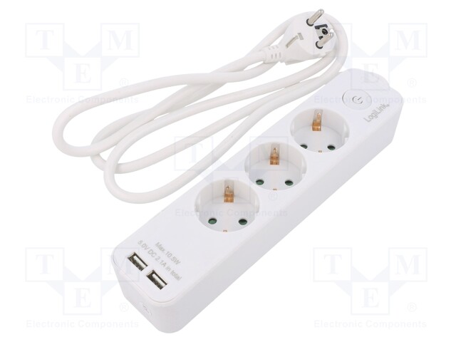 Plug socket strip: protective; Sockets: 5; 250VAC; 16A; 1.5m; IP20