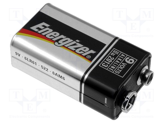 Battery: alkaline; 9V; 6F22; Base; Batt.no: 1; non-rechargeable