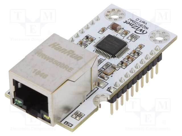 Module: Ethernet; Comp: W5100S; 3.3VDC; SPI; RJ45,pin header