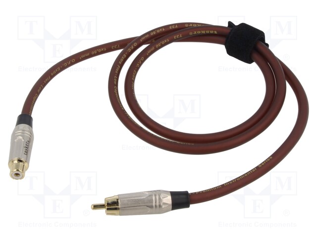 Cable; RCA socket,RCA plug; 1m; Plating: gold-plated; brown