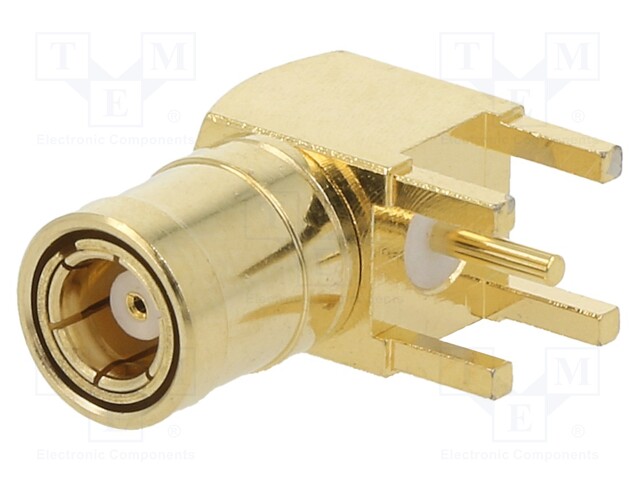 Socket; SMB; female; angled 90°; THT; on PCBs; teflon; gold-plated