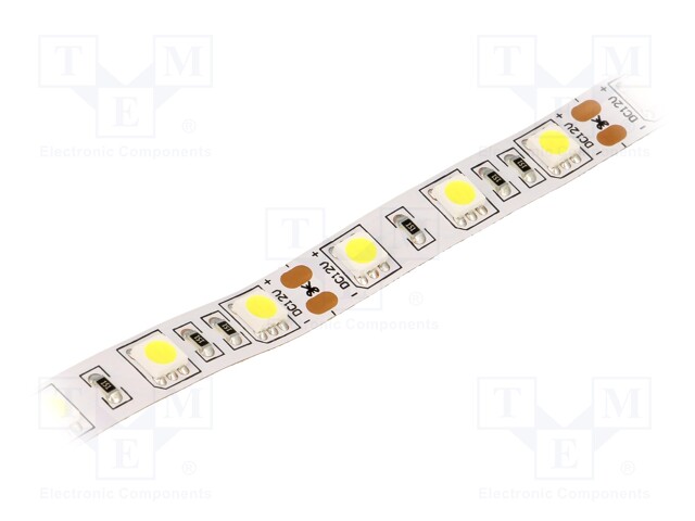 LED tape; white cold; LED/m: 60; SMD; 5050; 12V; 10mm; 120°; IP20