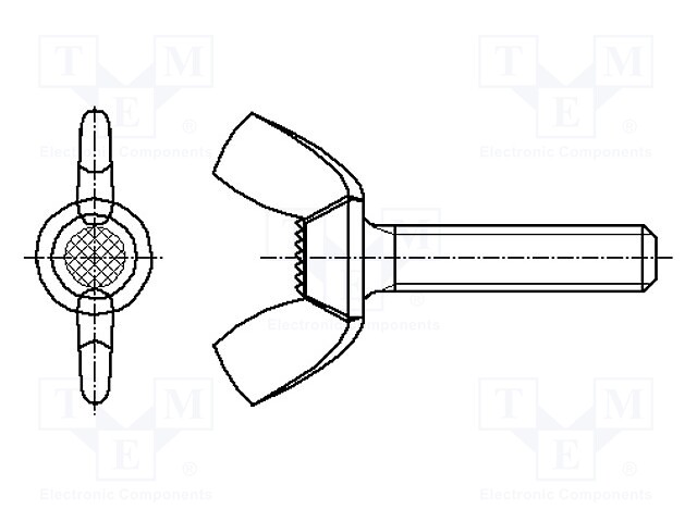 Screw; M4x40; 0.7; Head: wing; steel; zinc; DIN 316; 40mm