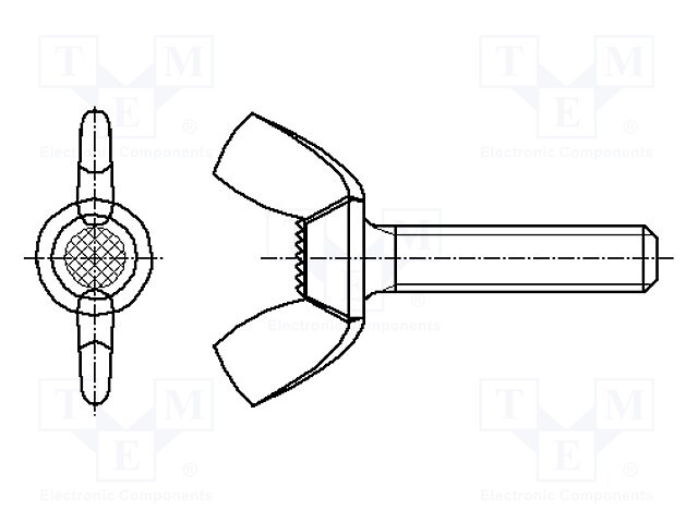 Screw; M8x30; DIN: 316; Head: wing; none; steel; zinc; 30mm