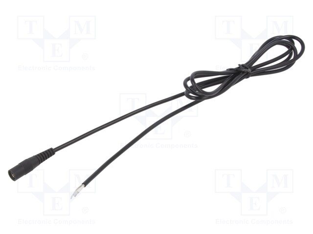 Cable; wires,DC 5,5/2,5 socket; straight; 0.75mm2; black; 1.5m