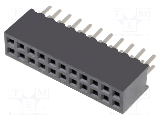 Socket; pin strips; female; PIN: 22; straight; 1.27mm; THT; 2x11