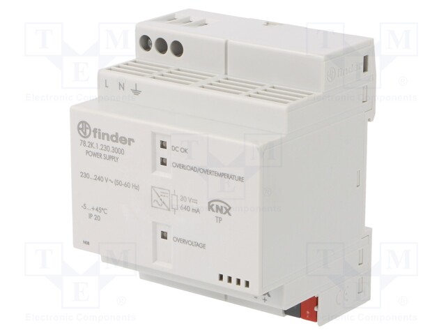 Power supply: switched-mode; IP20; 230÷240VAC; DIN; -5÷45°C; 640mA