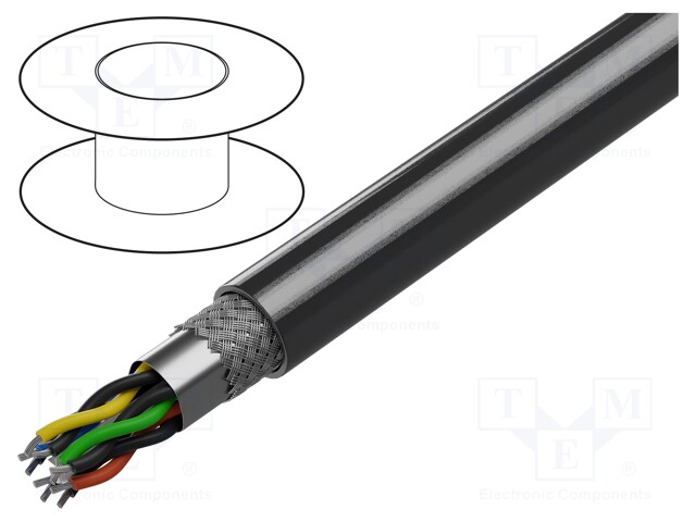 Wire; RS232,RS422; 5x2x28AWG; stranded; Cu; PVC; chrome; 152m; 30V