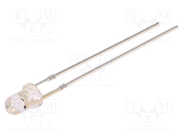LED; 3mm; red; 1120÷1560mcd; 30°; Front: convex; Pitch: 2.54mm