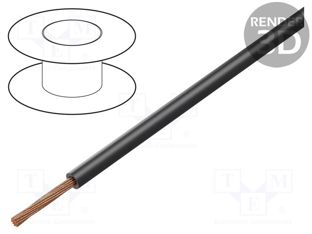 Wire; FLRYW-A; 1x2.5mm2; stranded; Cu; PVC; black; 60V; Class: 5