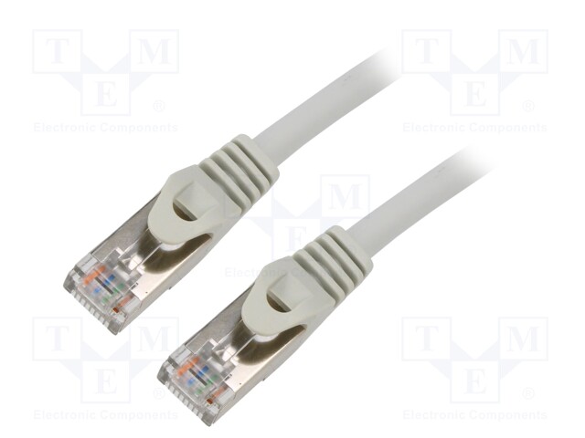Patch cord; S/FTP; 6a; solid; Cu; LSZH; grey; 7.5m; 27AWG; Cablexpert