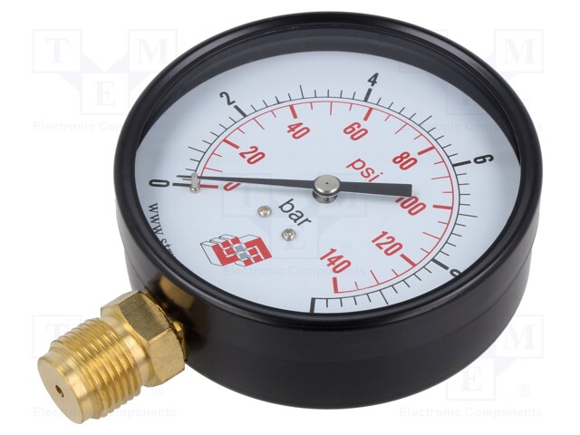 Manometer; 0÷10bar; non-aggressive liquids,inert gases; 100mm