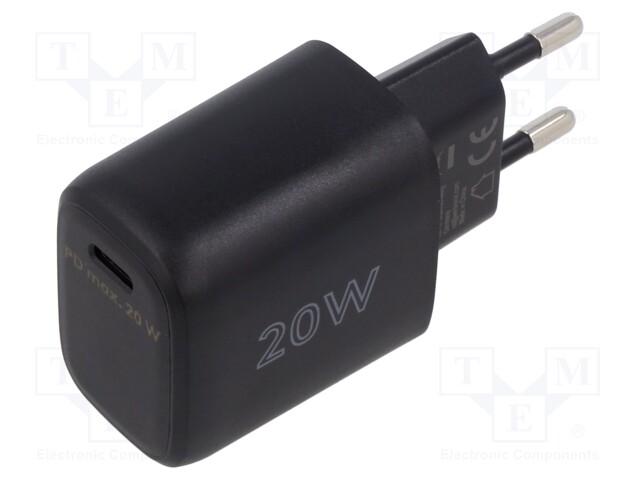 Power supply: switched-mode; plug; 20W; Plug: EU; Usup: 110÷240VAC