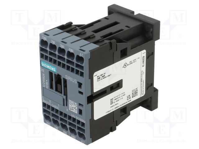 Contactor: 4-pole; NC + NO x3; 24VAC; 10A; DIN,on panel; 3RH20