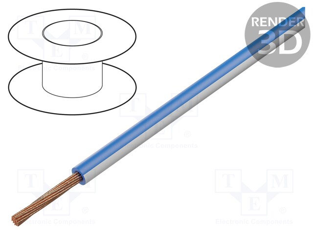 Wire; FLRY-A; 1x0.35mm2; stranded; Cu; PVC; blue-white; 60V; Class: 5