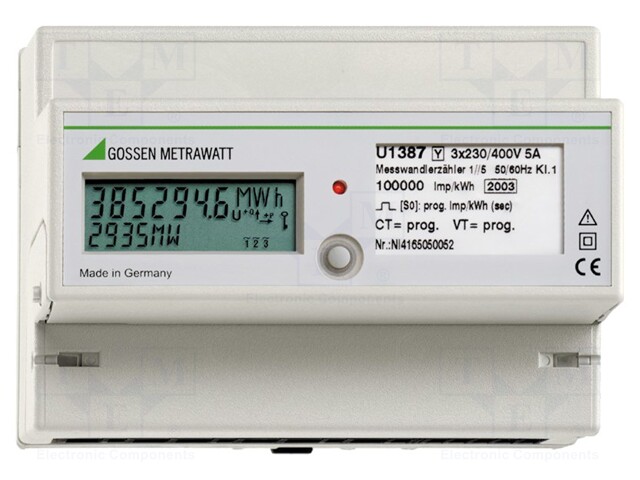Electric energy meter; digital,mounting; for DIN rail mounting