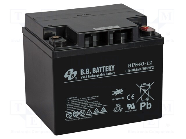 Re-battery: acid-lead; 12V; 40Ah; AGM; maintenance-free; 14.3kg