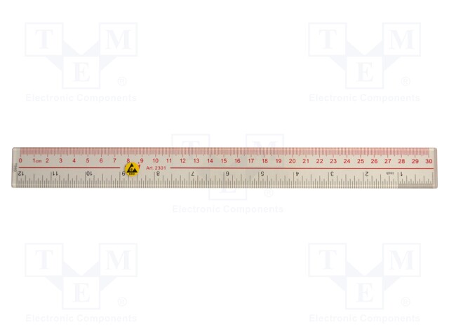 Ruler; ESD; 300mm; EN 61340-5-1; ABS; <0.1MΩ; 30g