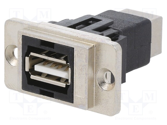 Coupler; DUALSLIM; gold-plated; USB A socket,USB B socket; 29mm