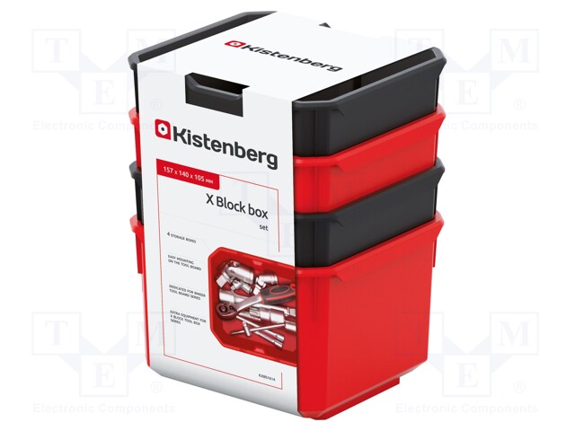 Container: cuvette; black,red; 157x140x105mm; 4pcs; X BLOCK