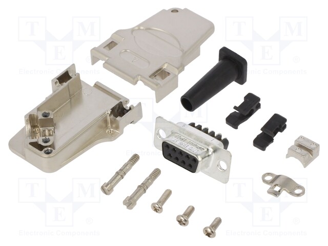 D-Sub; PIN: 9; female; shielded,with strain relief; angled 45°