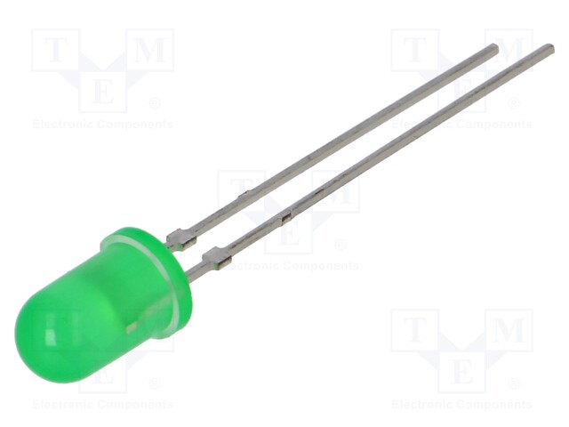 LED; 5mm; green; 1÷3.5mcd; 25°; 2mA; 1.9÷2.2V; Front: convex