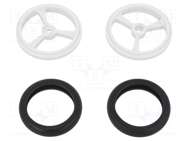 Wheel; white; Shaft: knurled; Pcs: 2; push-in,screw; Ø: 40mm; W: 7mm