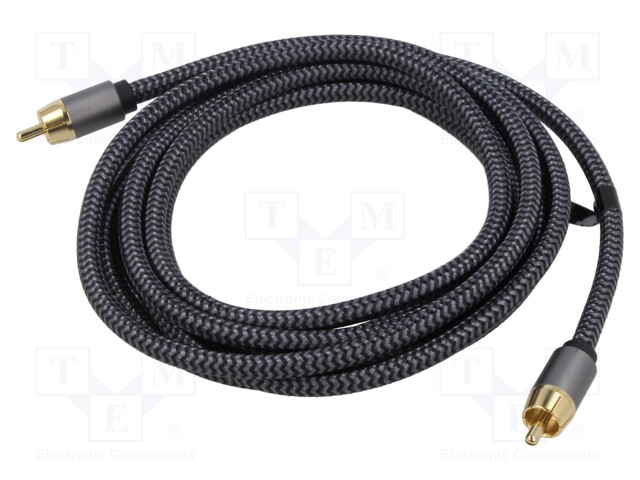 Cable; RCA plug,both sides; 2m; Plating: gold-plated; black-gray