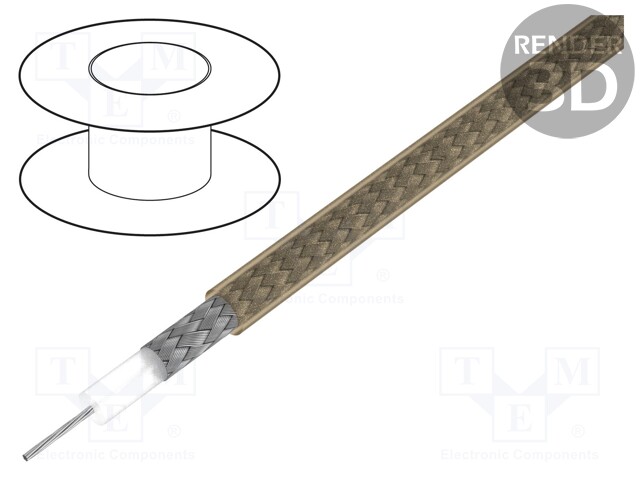 Wire: coaxial; RG180B/U; stranded; steel,copper plated; FEP; brown