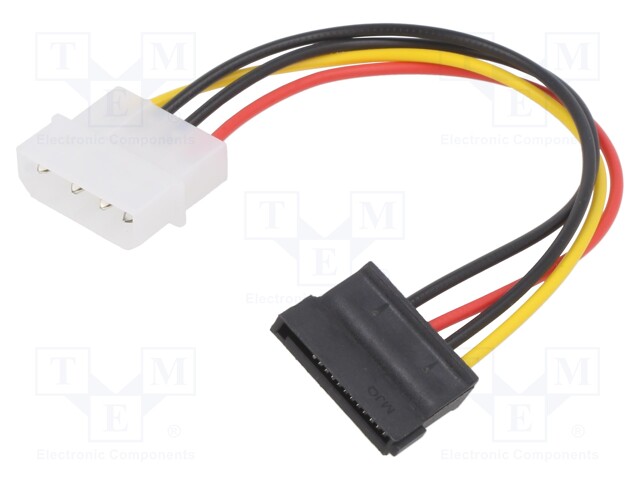 Cable: mains SATA; Molex male,SATA 15pin female; 0.18m