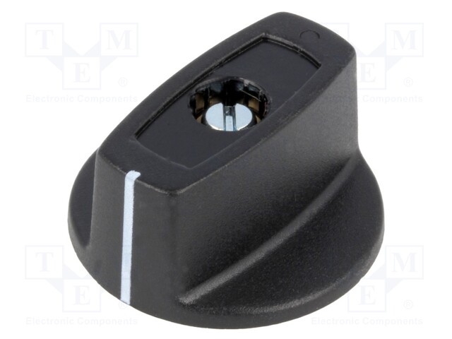 Knob; with pointer; ABS; Shaft d: 6mm; Ø31x16mm; black