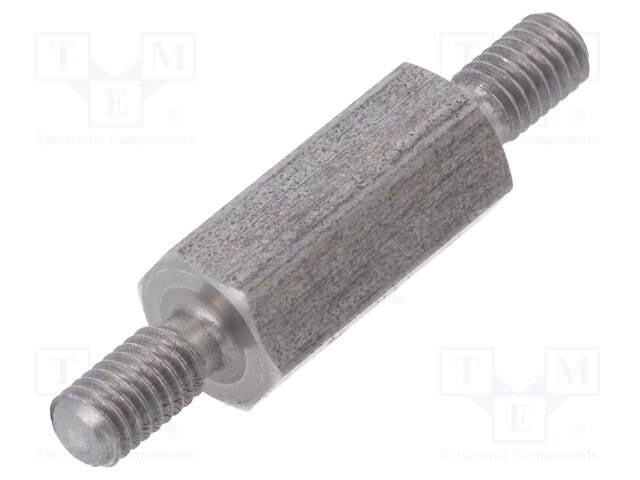 Screwed spacer sleeve; 12mm; Ext.thread: M3; hexagonal