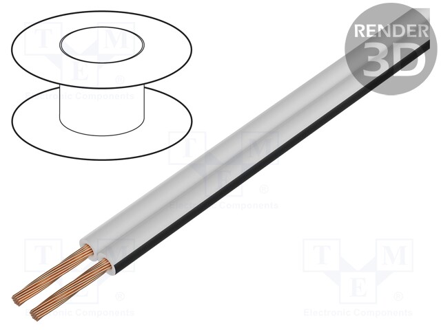 Wire: loudspeaker cable; TLYp; 2x0.5mm2; unshielded; PVC; white