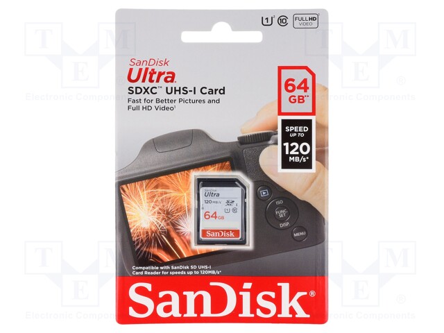 Memory card; Ultra; SD XC; 64GB; 120MB/s; Class 10 UHS U1