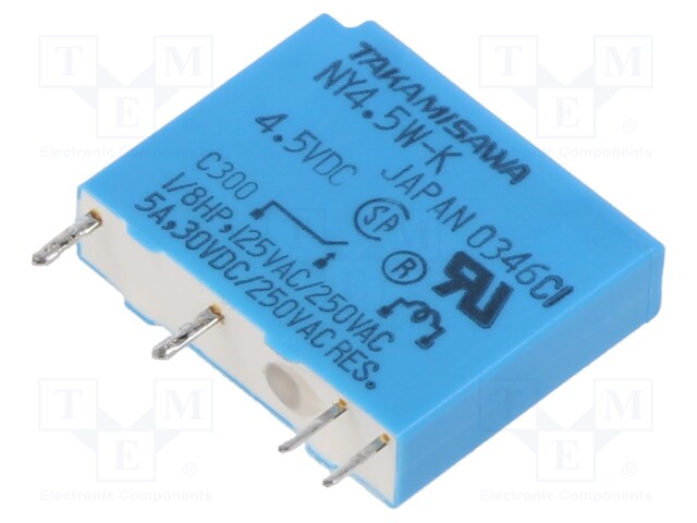 Relay: electromagnetic; SPST-NO; Ucoil: 4.5VDC; 5A; 5A/250VAC; PCB