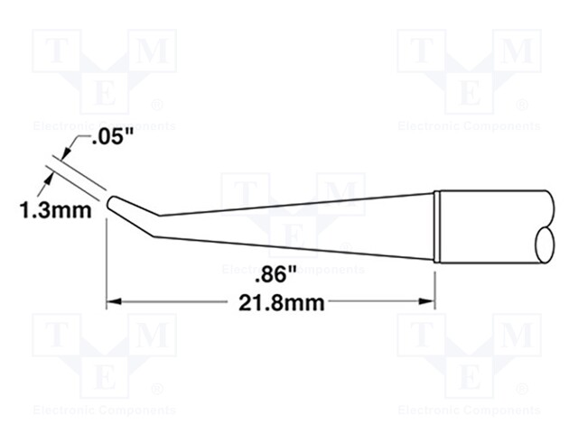 Tip; bent conical; 1.3x22mm; 302°C; for soldering station