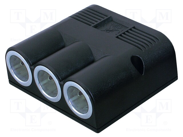 Car lighter socket adapter; car lighter socket x3; 16A; black