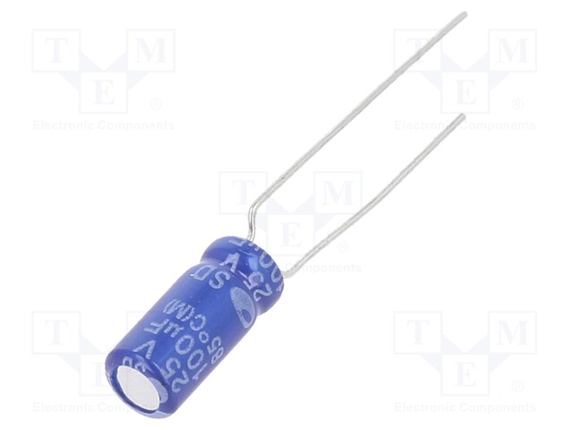 Capacitor: electrolytic; THT; 100uF; 25VDC; Ø5x11mm; ±20%; 2000h