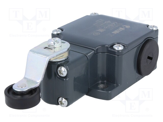 Limit switch; lever R 40mm, plastic roller Ø20mm; NO + NC; 10A