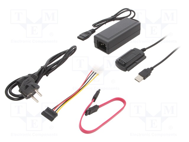 USB to SATA adapter; supports 1x HDD 2,5"/ 3,5" SATA/IDE