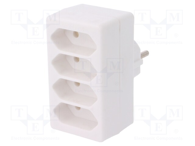 Connector: AC supply; splitter; Layout: 2P; Type: round,flat; white