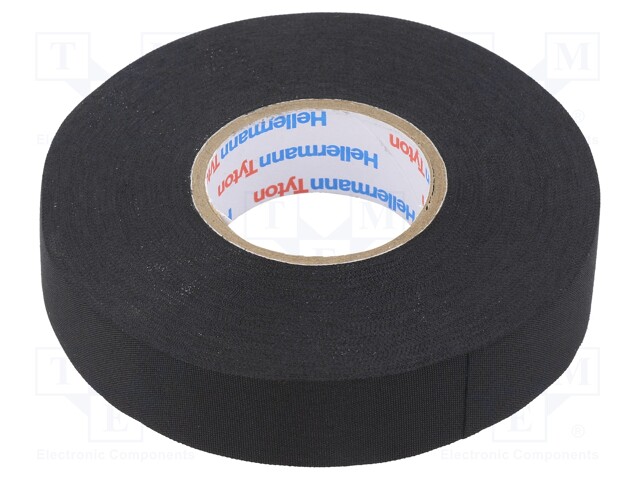 Tape: textile; W: 19mm; L: 25m; Thk: 0.25mm; rubber; black; -40÷150°C