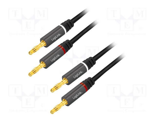 Cable; banana 4mm plug,both sides; 5m; Plating: gold-plated