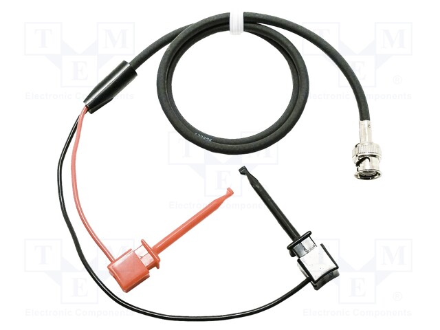 Test lead; 5A; BNC plug,clip-on hook probe x2; Len: 0.91m; black